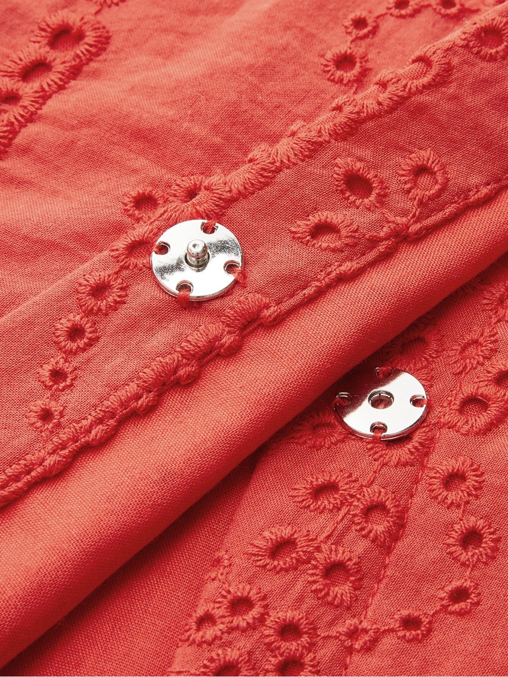 Commense Cotton Eyelet Embroidery Top Midi Skirt Set Red Size M NWT 2 Piece - Picture 14 of 15